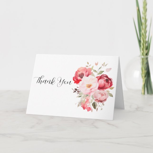 Tarjeta De Agradecimiento Floral Wedding Thank You Card (Anverso)