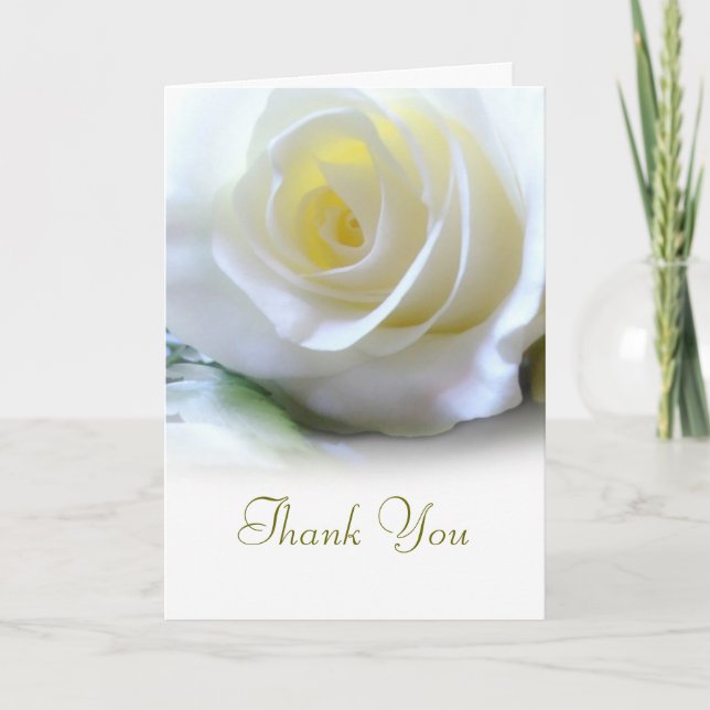 Tarjeta De Agradecimiento Floral White Rose solidaridad o funeral gracias (Anverso)
