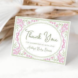 Tarjeta De Agradecimiento Floral Wildflower Girl Baby Shower Thank You Card