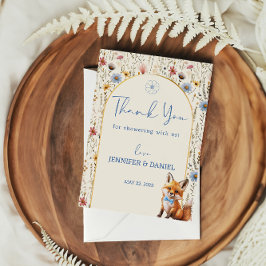 Tarjeta De Agradecimiento Floral Woodland Fox Baby Shower
