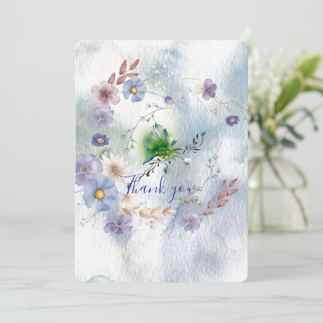 Tarjeta de agradecimiento floral y caprichosa (Anverso de pie)