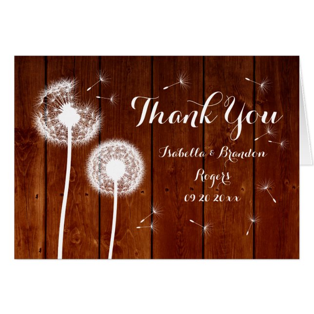Tarjeta de agradecimiento floral y de madera (Anverso (Horizontal))