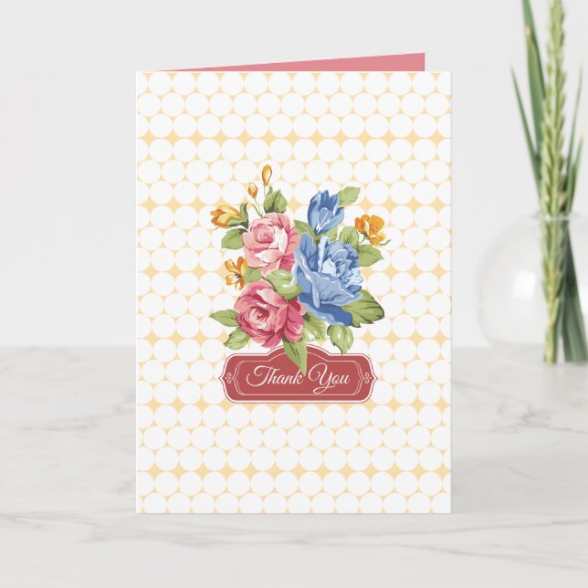 Tarjeta De Agradecimiento Floral y las perlas gracias (Anverso)