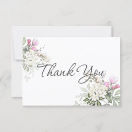 Tarjeta De Agradecimiento Floral y verde Rosa suave