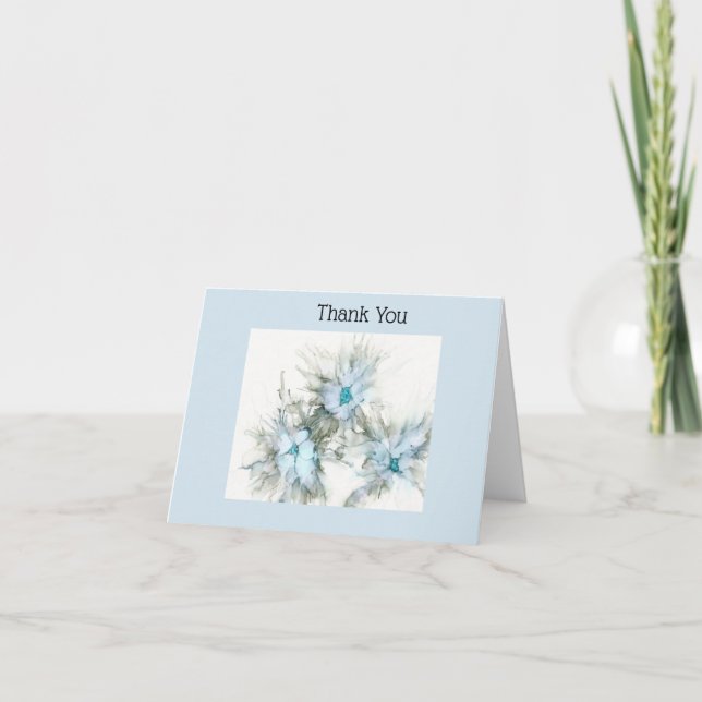 Tarjeta De Agradecimiento Florales azules le agradecen cardar (Anverso)