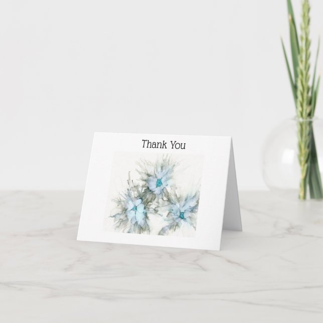 Tarjeta De Agradecimiento Florales azules le agradecen cardar (Anverso)