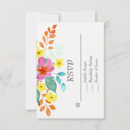 Tarjeta De Agradecimiento Florales de Acuarela Modernos en Colores Vibrantes
