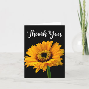 Tarjeta De Agradecimiento Florales Gracias Amarillo Naranja Flor Negro