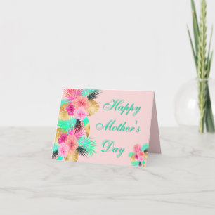 Tarjeta De Agradecimiento Florales pastel del día de la madre hojas tropical