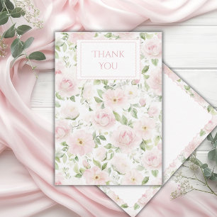 Tarjeta De Agradecimiento Florales personalizados vintage rosa 