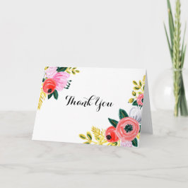 Tarjeta De Agradecimiento Florales pintados a mano le agradecen cardar