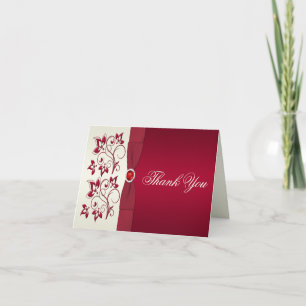 Tarjeta De Agradecimiento Florales rojos y de marfil le agradecen cardar