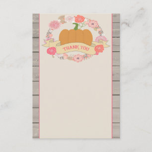 Tarjeta De Agradecimiento Florales rústicos de la calabaza rosada le