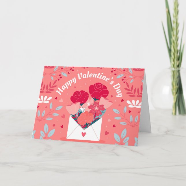 Tarjeta De Agradecimiento Floreciente bouquet Valentine (Anverso)