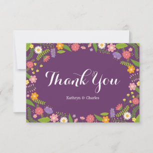 Tarjeta De Agradecimiento Floreciente marco floral matrimonio rústico en el 