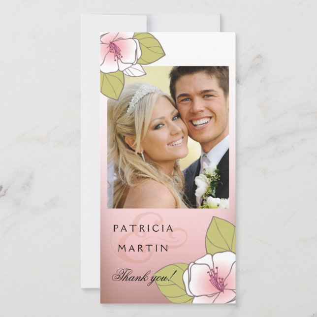 Tarjeta De Agradecimiento Florecimiento de flores de cerezo. Foto: rosa. (Anverso)