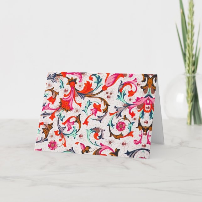 TARJETA DE AGRADECIMIENTO FLORENTINA RENAISSANCE FLORES ROJOS, FLORES (Anverso)