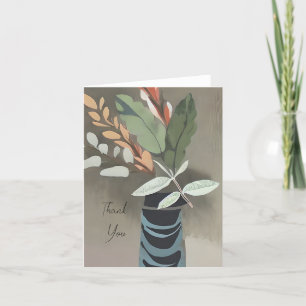 Tarjeta De Agradecimiento Florero de hojas arte minimalista