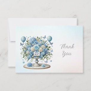 Tarjeta de agradecimiento Florero floral blanco az