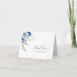 Tarjeta De Agradecimiento Flores Acuarela Azul Polvoriento Boho Gracias