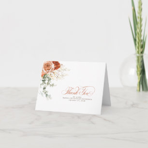 Tarjeta De Agradecimiento Flores acuarela de terracota Boho Gracias