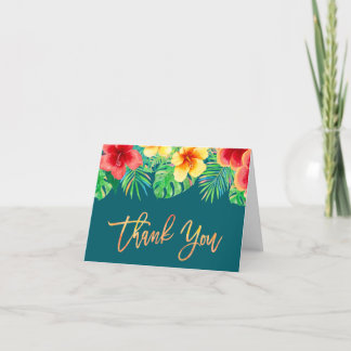 Tarjeta De Agradecimiento Flores Acuarela Tropicales