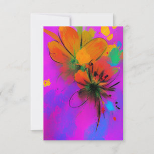 Tarjeta De Agradecimiento Flores acuáticas de colores fucsia violeta naranja