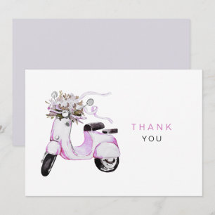 Tarjeta De Agradecimiento Flores acuáticas en un Scooter Gracias