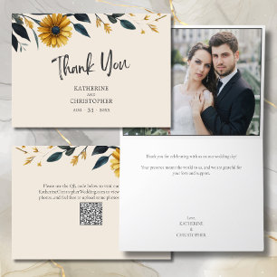 Tarjeta De Agradecimiento Flores acuáticas silvestres elegante foto de Boda