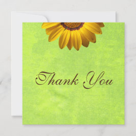 Tarjeta De Agradecimiento Flores amarillas en un abstracto monograma verde