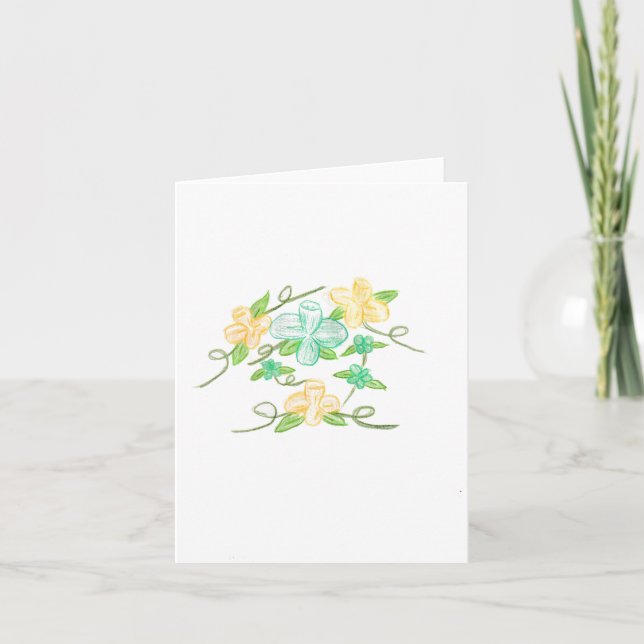 Tarjeta De Agradecimiento Flores amarillas y azules (Anverso)