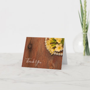 Tarjeta De Agradecimiento Flores amarillas y el país de la madera de pino gr