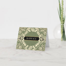 Tarjeta De Agradecimiento Flores Art Nouveau Borde Floral Totalmente Editabl