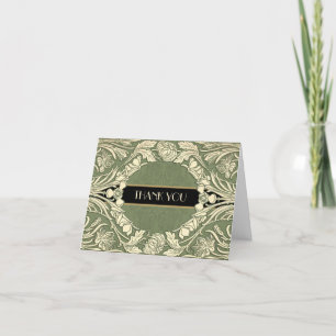 Tarjeta De Agradecimiento Flores Art Nouveau Borde Floral Totalmente Editabl