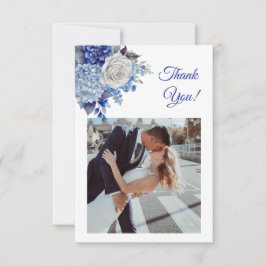 Tarjeta De Agradecimiento Flores azul acuarela-Boda-