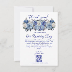 Tarjeta De Agradecimiento Flores azul acuarela-Boda-