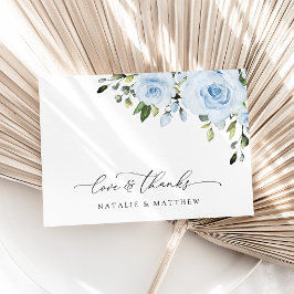 Tarjeta De Agradecimiento Flores azul turbias, vegetación, boho, Boda floral