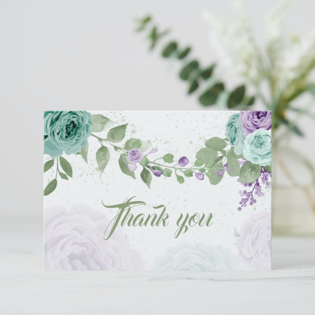 Tarjeta De Agradecimiento flores azul violeta increíble vegetación botánica  (Anverso de pie)