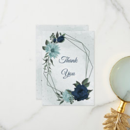 Tarjeta De Agradecimiento Flores azul y marina polvorientas botánicas