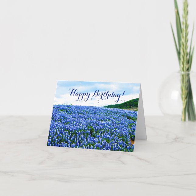 Tarjeta De Agradecimiento Flores azules de Bluebonnets Texas Birthday Floral (Anverso)