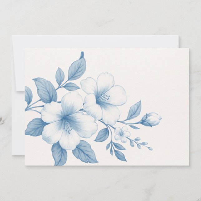 Tarjeta De Agradecimiento Flores azules en 3D , crea tu propia (Anverso)