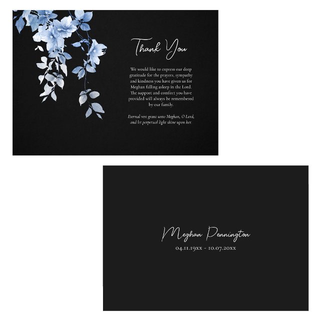 Tarjeta De Agradecimiento Flores azules etéreas Funeral Ortodoxo (Subido por el creador)