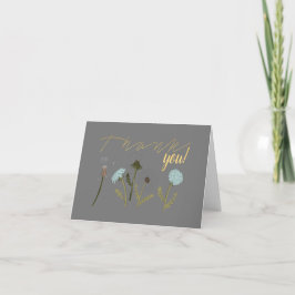 Tarjeta De Agradecimiento Flores azules grises de Dandelion elegantes