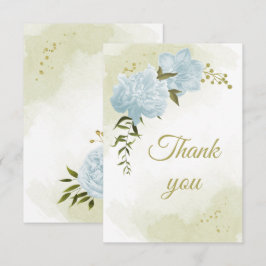 Tarjeta De Agradecimiento flores azules hermosos verde botanica