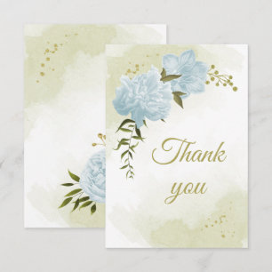 Tarjeta De Agradecimiento flores azules hermosos verde botanica