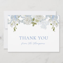 Tarjeta De Agradecimiento Flores azules suaves de color de agua Baby Boy Sho