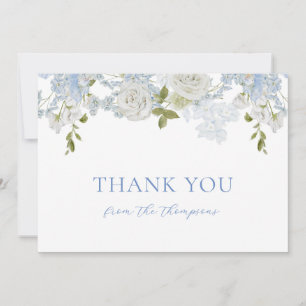 Tarjeta De Agradecimiento Flores azules suaves de color de agua Baby Boy Sho