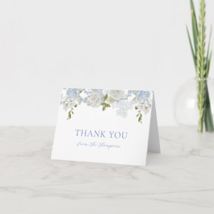 Tarjeta De Agradecimiento Flores azules suaves de color de agua Baby Boy Sho