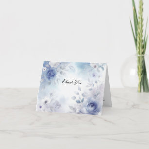 Tarjeta De Agradecimiento Flores azules suaves y Boda húmedo de lavanda