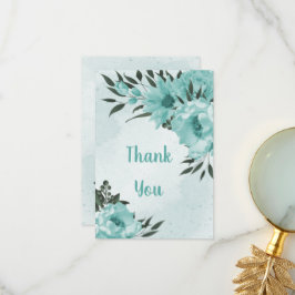 Tarjeta De Agradecimiento flores azules verde botánico